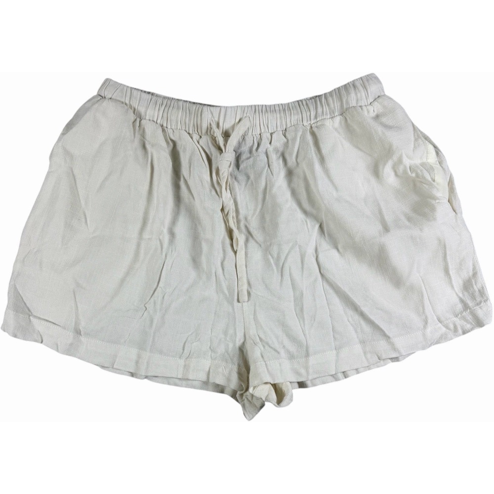 Forever 21 White High Waisted Drawstring Shorts Women's Size Medium